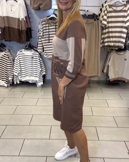 Contrast Color Panel Dress