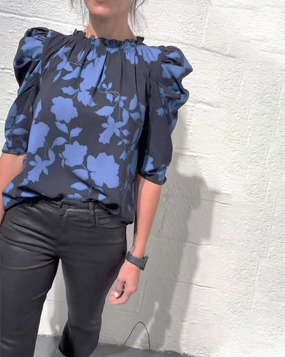 Puff Sleeve Ruffle Blouse