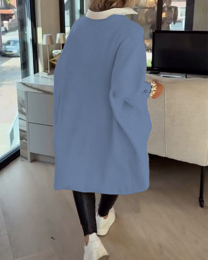 V-Neck Buttoned Asymmetrical Sweater