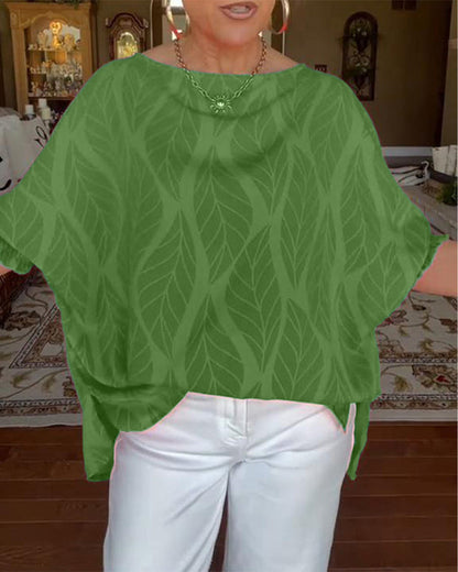 Round Neck Loose Print Blouse