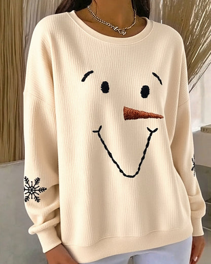 Snowman Printed Round-Neck Sweatshirt
