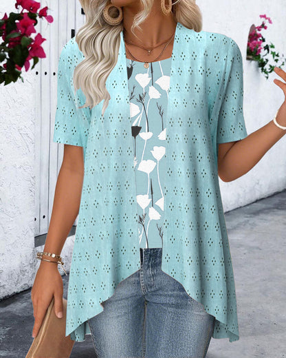 Fake Two-piece Printed Blouse