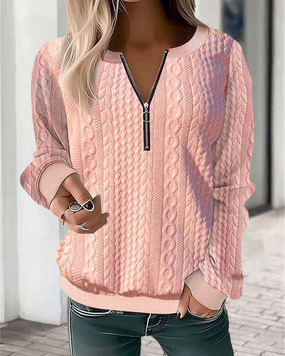 Solid color zipper sweatshirt
