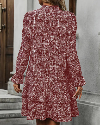 Elegant Flared Sleeve Striped Dress