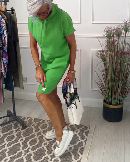 Hooded short sleeve casual dress