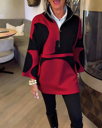 Half-Zip Stand Collar Fashionable Pullover