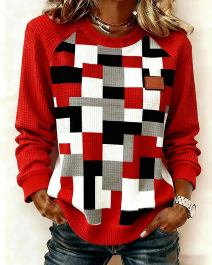 Waffle Square Print Sweatshirt