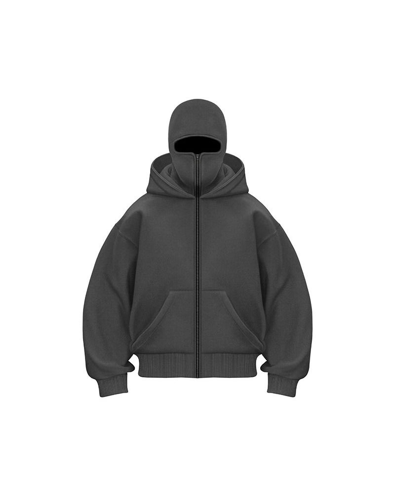 Unisex Double Hood Zip-Up Sweatshirt Coat