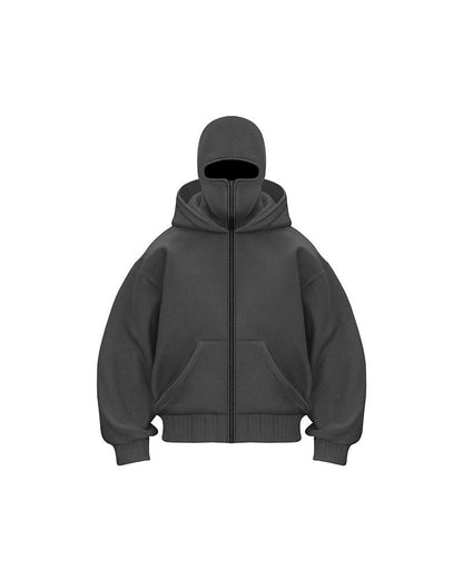 Unisex Double Hood Zip-Up Sweatshirt Coat