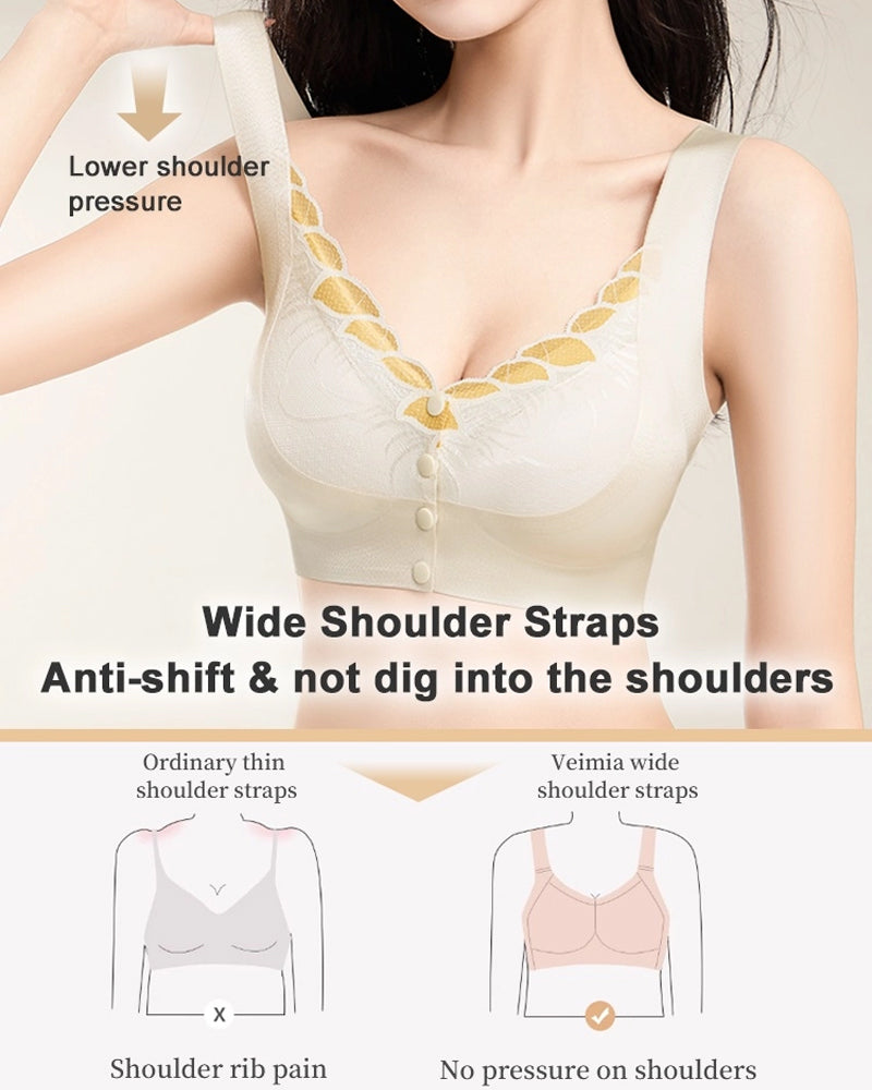 Front Buckle Satin Lace Bra