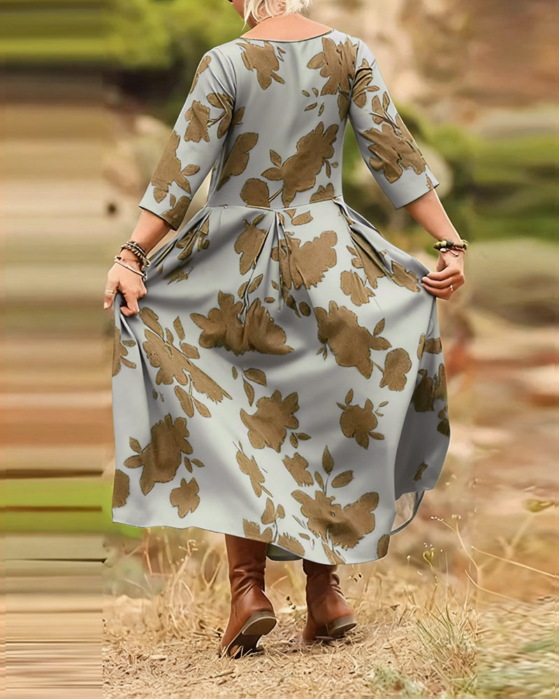 Temperament Retro Printed Dress