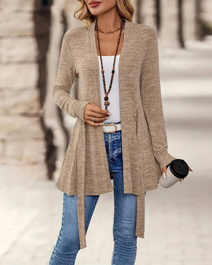Solid Color Long-Sleeved Casual Fashion Cardigan