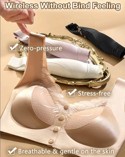 Front Buckle Satin Lace Bra