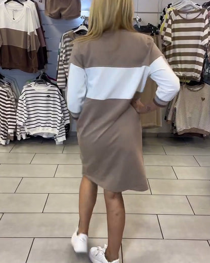 Contrast Color Panel Dress