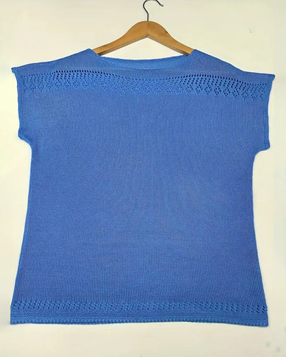 Casual Short-Sleeved Solid Color Sweater