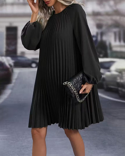 Fashion Solid Color Pleated Dress