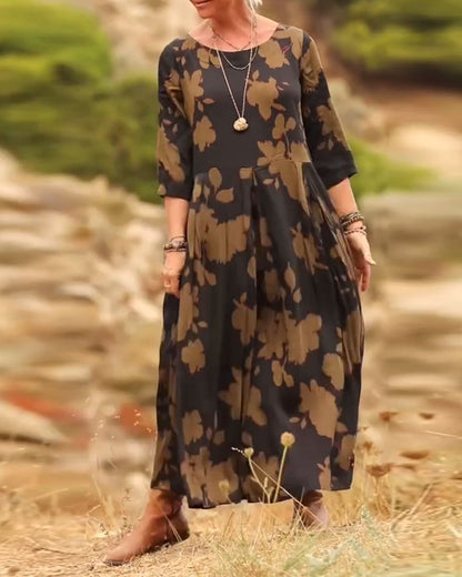 Temperament Retro Printed Dress