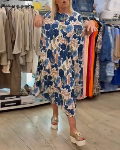 Round Neck Floral Print Elegant Dress