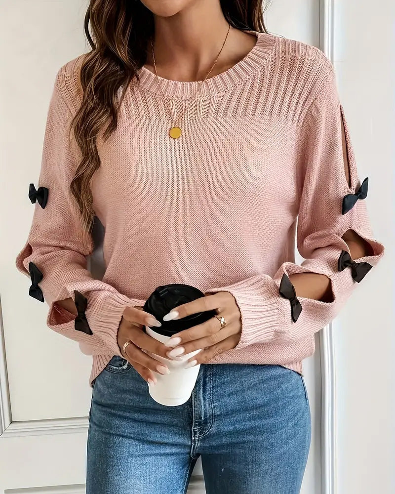 Bow-tie long-sleeved round neck Jumper