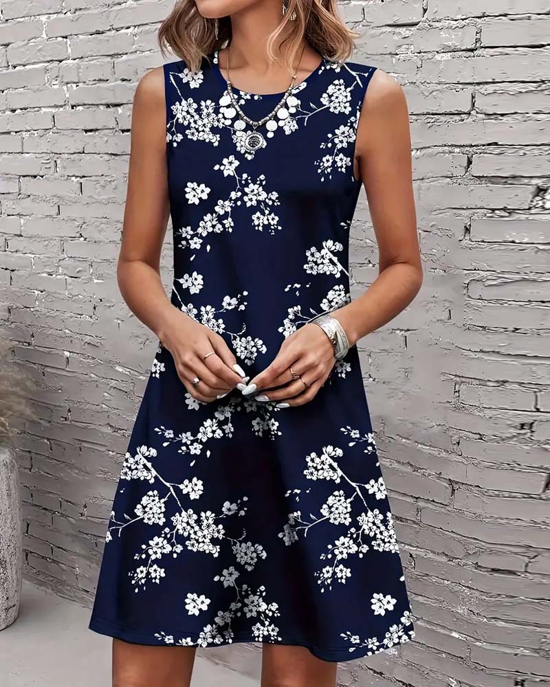 Sleeveless Slim Print Dress