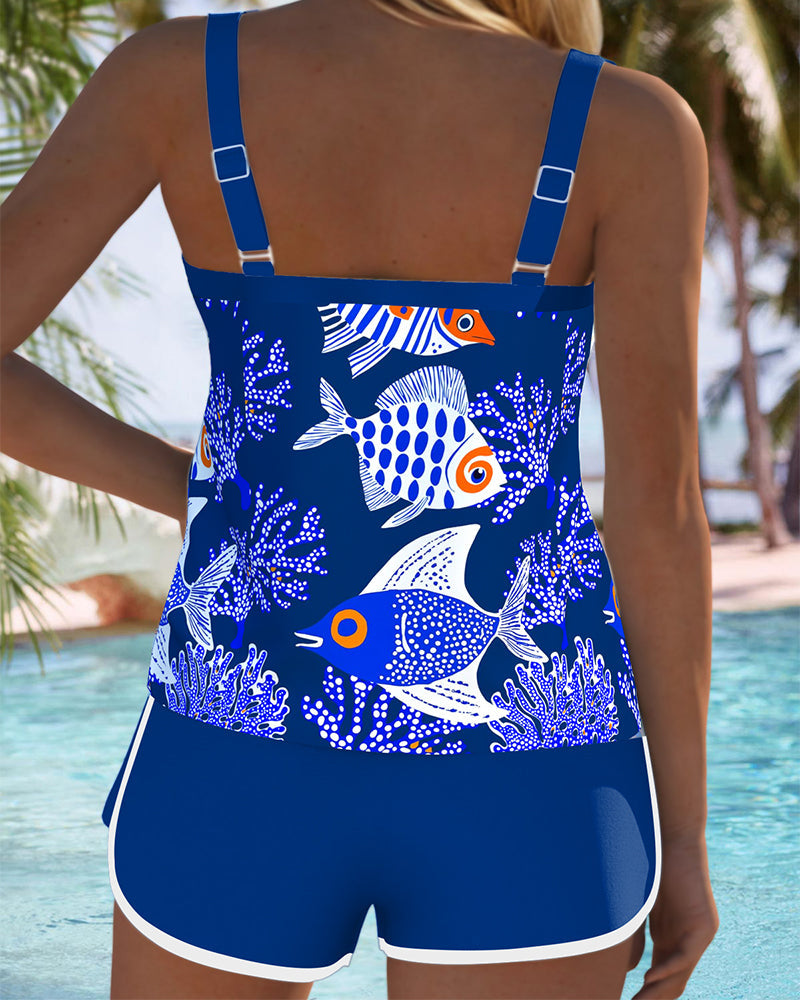 Two-Piece Ocean World Print Tankini