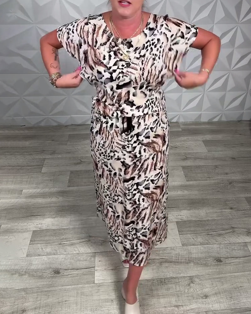 Round Neck Zebra Print Dress