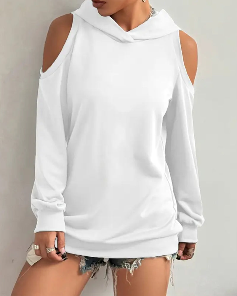 Off-The-Shoulder Hooded Sweatshirt