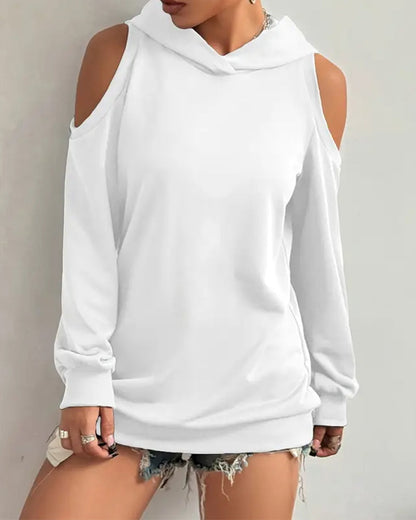 Off-The-Shoulder Hooded Sweatshirt
