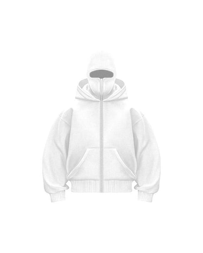 Unisex Double Hood Zip-Up Sweatshirt Coat