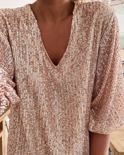 Sequin V-neck party Dress