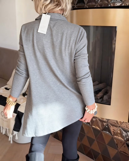 Irregular Lapel Long-Sleeved Top