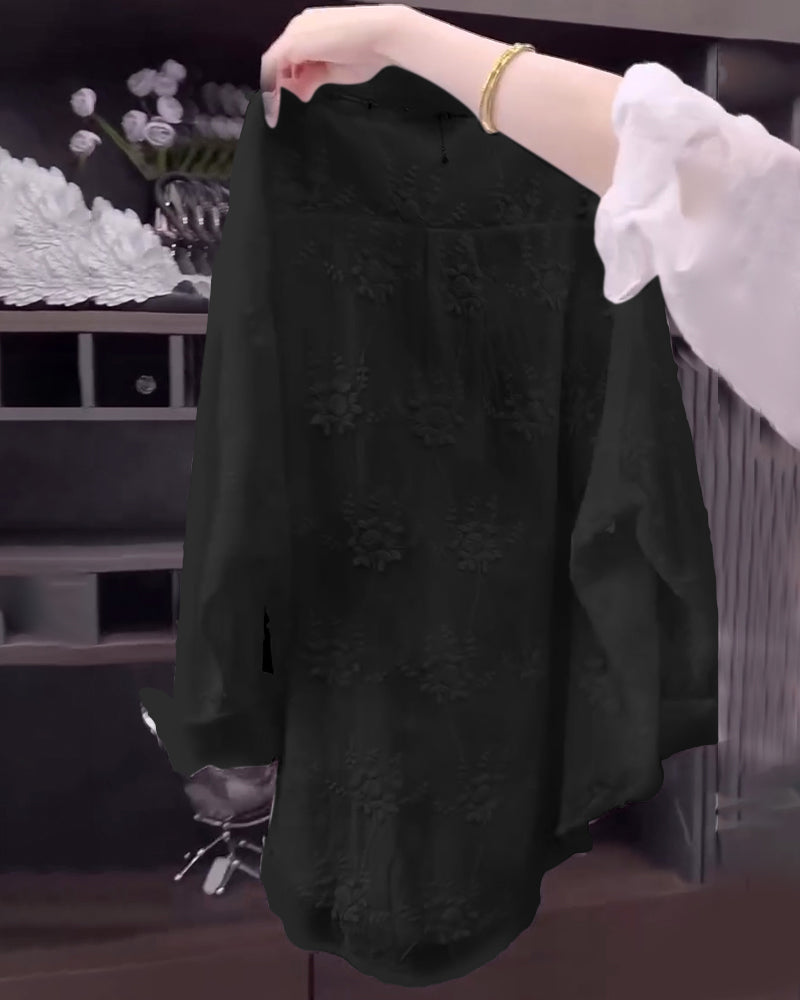 Solid Embroidered Drop Shoulder Shirt