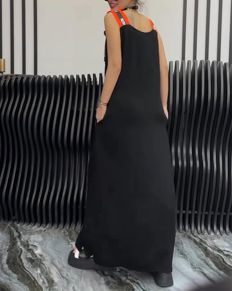 Sleeveless Personalized Letter Print Dress