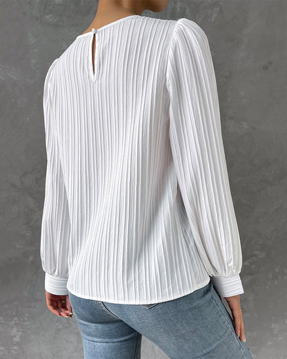 Lantern Sleeve Solid Blouse