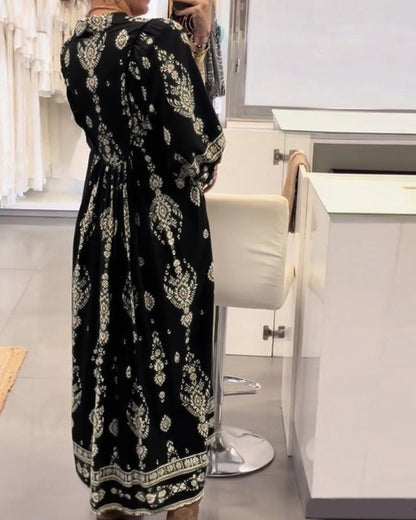 Casual Print Loose Pocket Dress