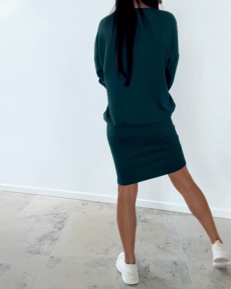 Long-Sleeved Casual Hip Dress