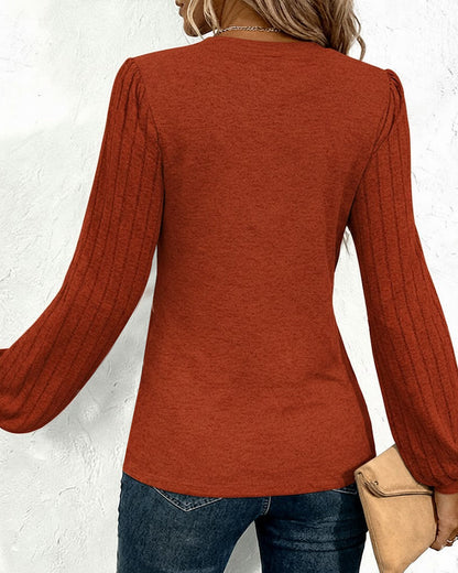 Striped Print Lantern Sleeve Top