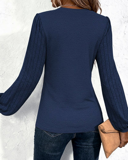 Striped Print Lantern Sleeve Top