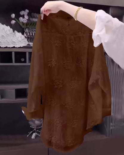 Solid Embroidered Drop Shoulder Shirt