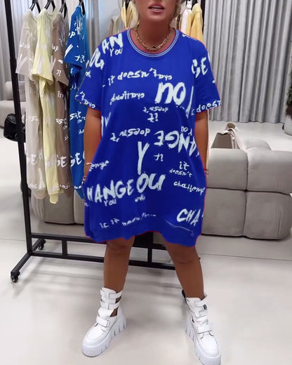 Loose Letter Print Dress