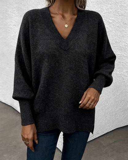 Lantern Sleeve V Neck Jumper