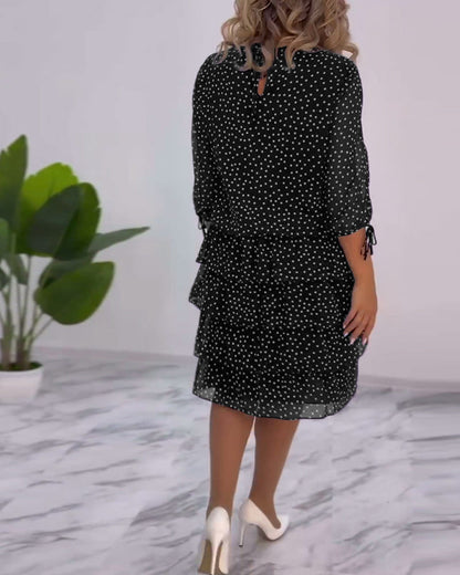 Polka dot print layered elegant dress