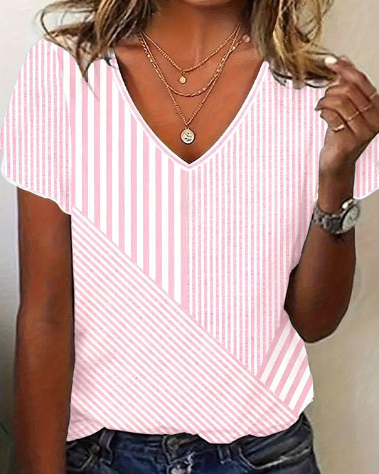 V-Neck Striped T-Shirt