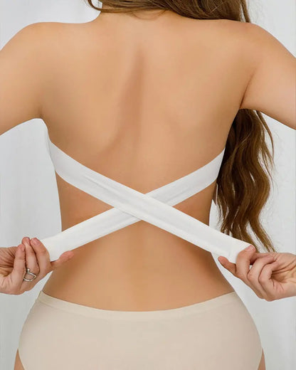 Strapless Seamless Side Closure Criss Cross Bra Top