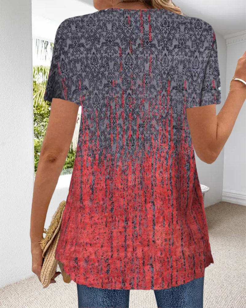 Fake Two-Piece Short-Sleeved Irregular Blouse