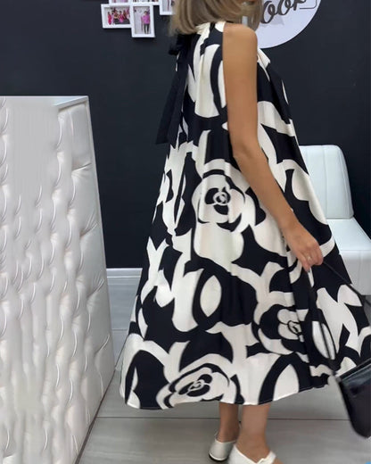 Sleeveless elegant printed dress