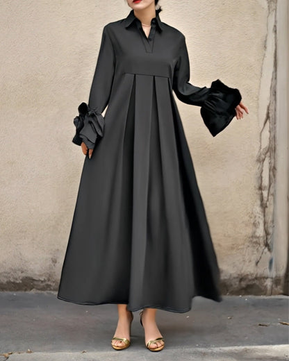 Fashion Shirt Collar Flared Dress