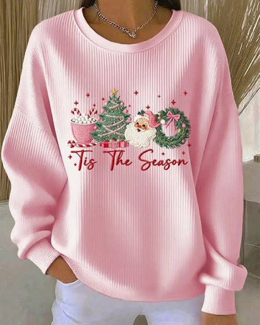 Long-Sleeved Santa Claus Pattern Sweatshirt