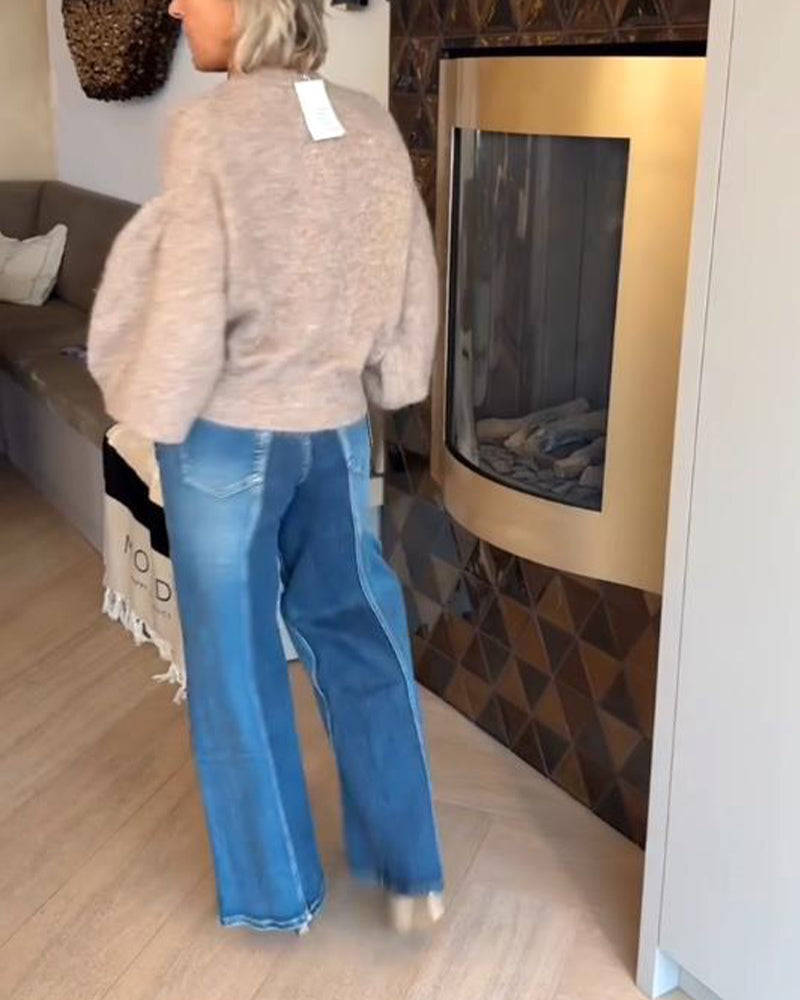 Elegant Lantern Sleeve Cardigan