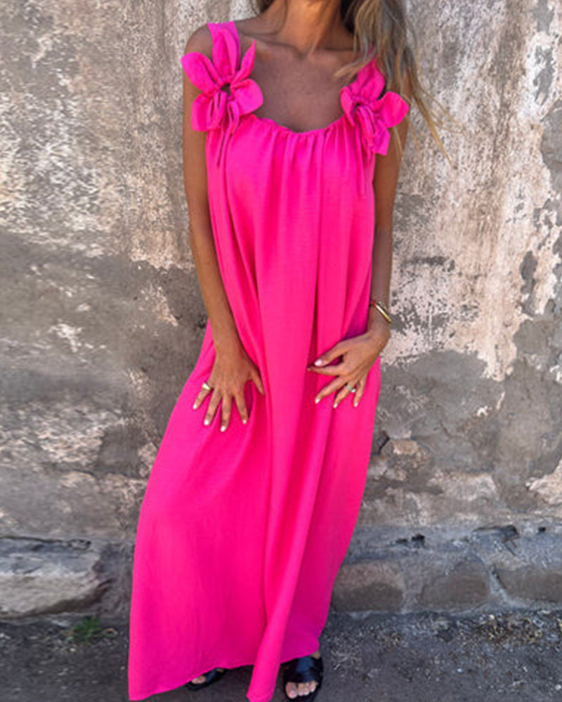 Sleeveless Solid Color Fashionable Long Dress